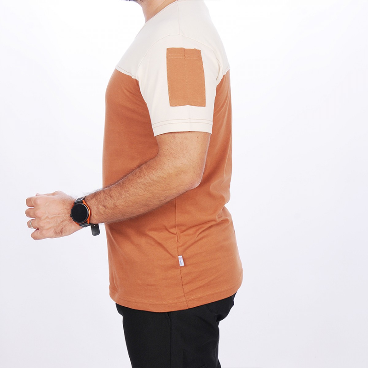 Formteks 0 Yaka Robalı Tişört Kahve Bej