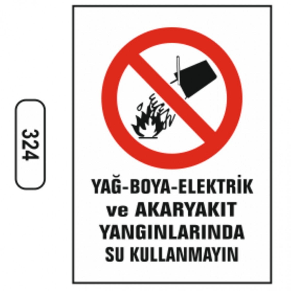 Ergündoğdu 324 Yağ-Boya-Elektrik ve Akaryakıt Yangınlarında PVC Uyarı Levhası 25 x 35 cm