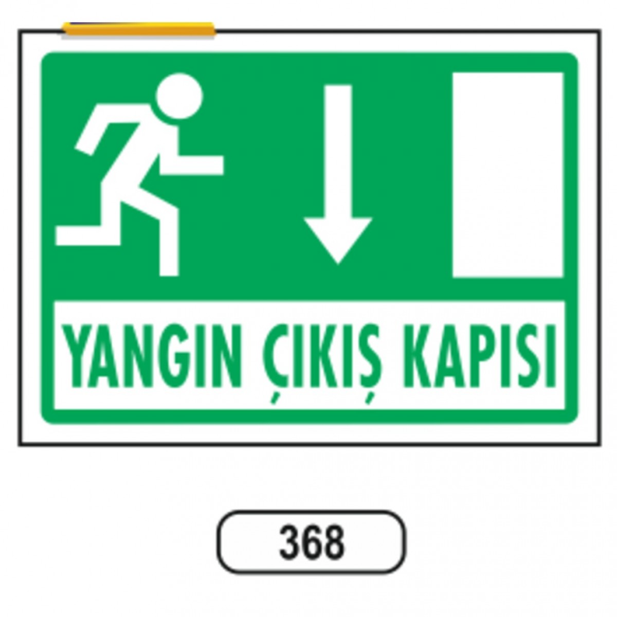 Ergündoğdu 368 Yangın Çıkışı (Aşağı Ok) PVC Uyarı Levhası 25 x 35 cm