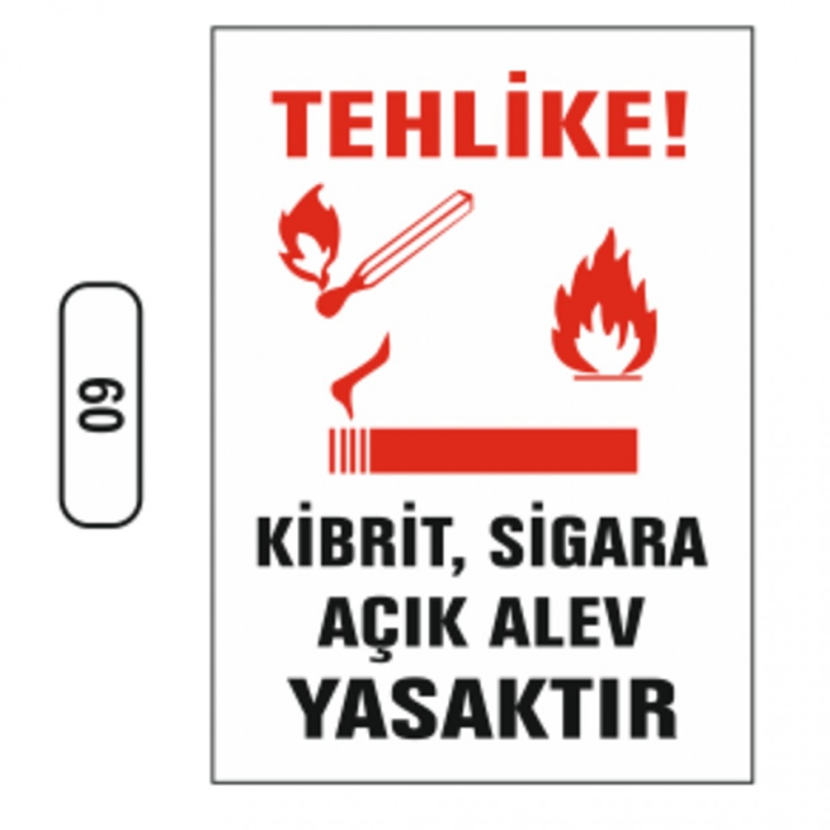 Ergündoğdu 60 Tehli̇ke! Ki̇bri̇t, Si̇gara Ve Açik Aleve İzi̇n Veri̇lmi̇yor PVC Uyarı Levhası 25 x 35 cm