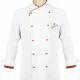 Formteks Aşçı Ceket Kruvaze Yaka Beyaz Kırmızı