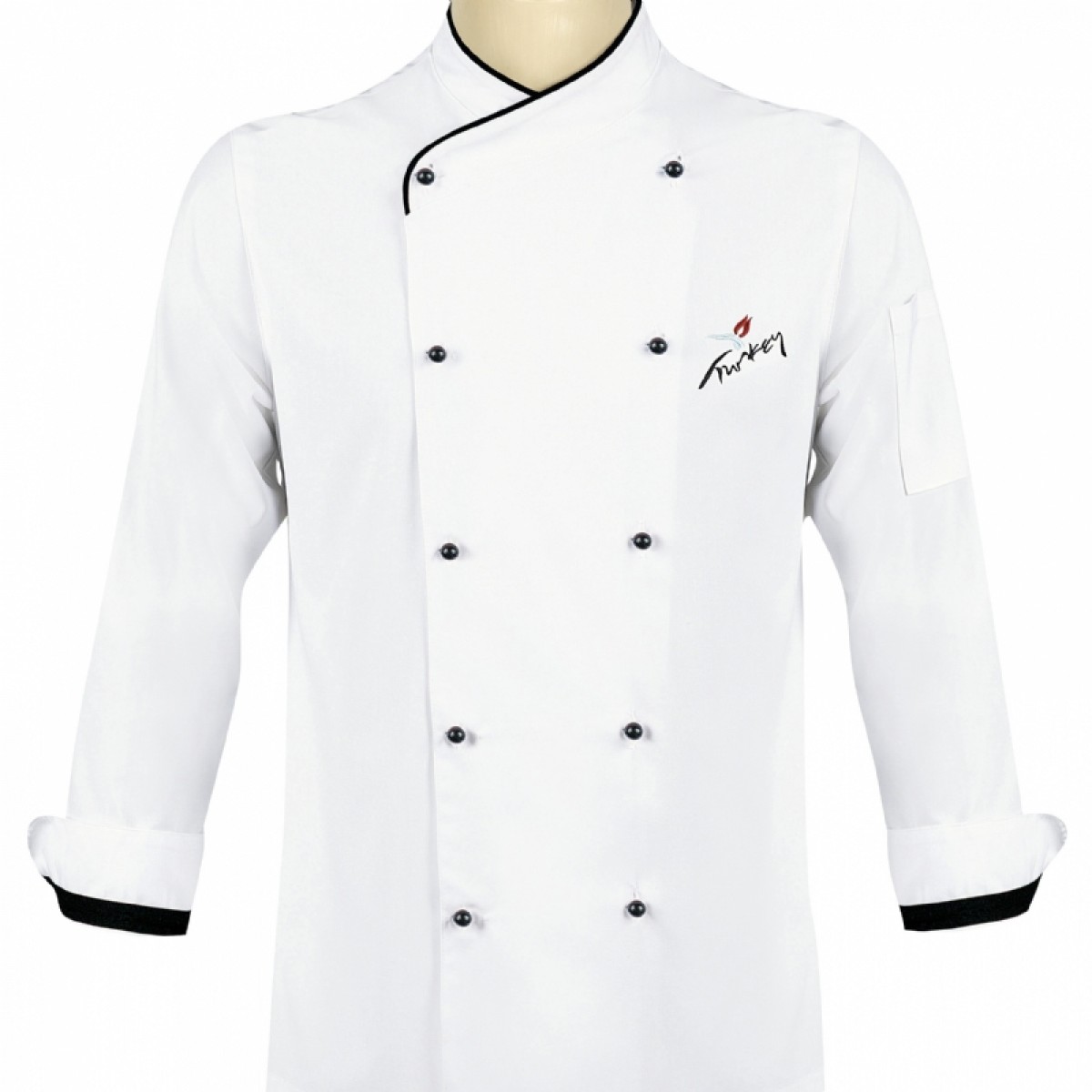 Formteks Aşçı Ceket Kruvaze Yaka Beyaz Siyah
