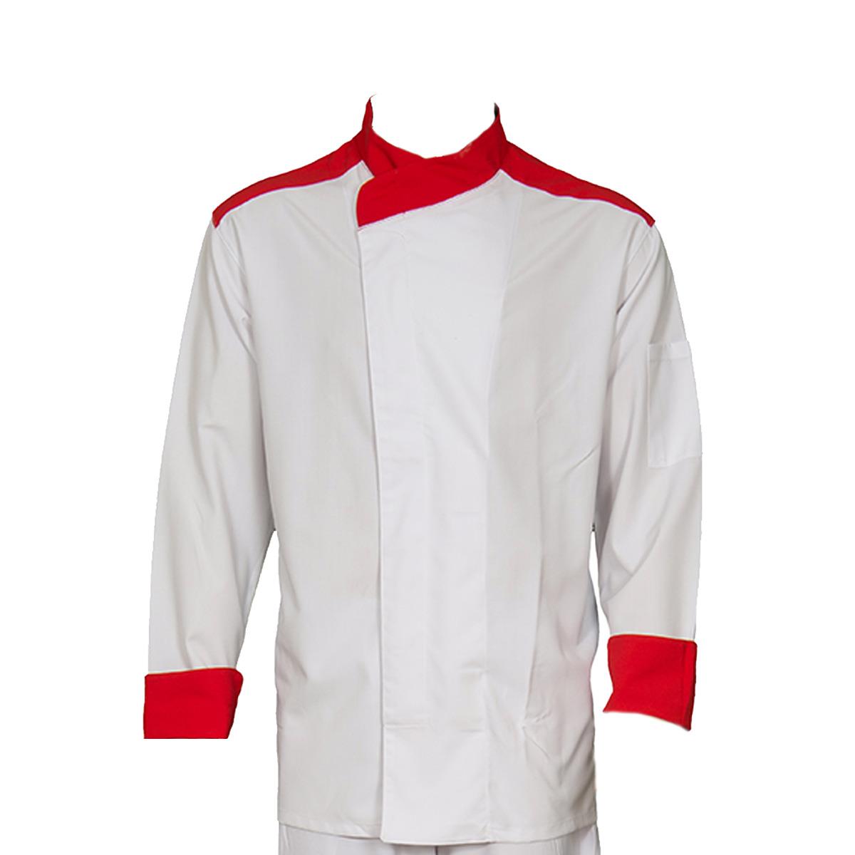 Formteks Aşçı Ceket  Uzun Kol Kırmızı Garnili