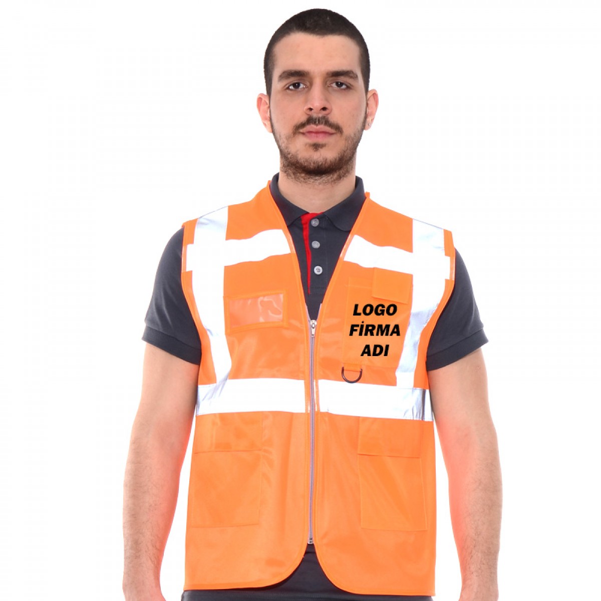 Formteks Baskılı Mühendis Yeleği Turuncu