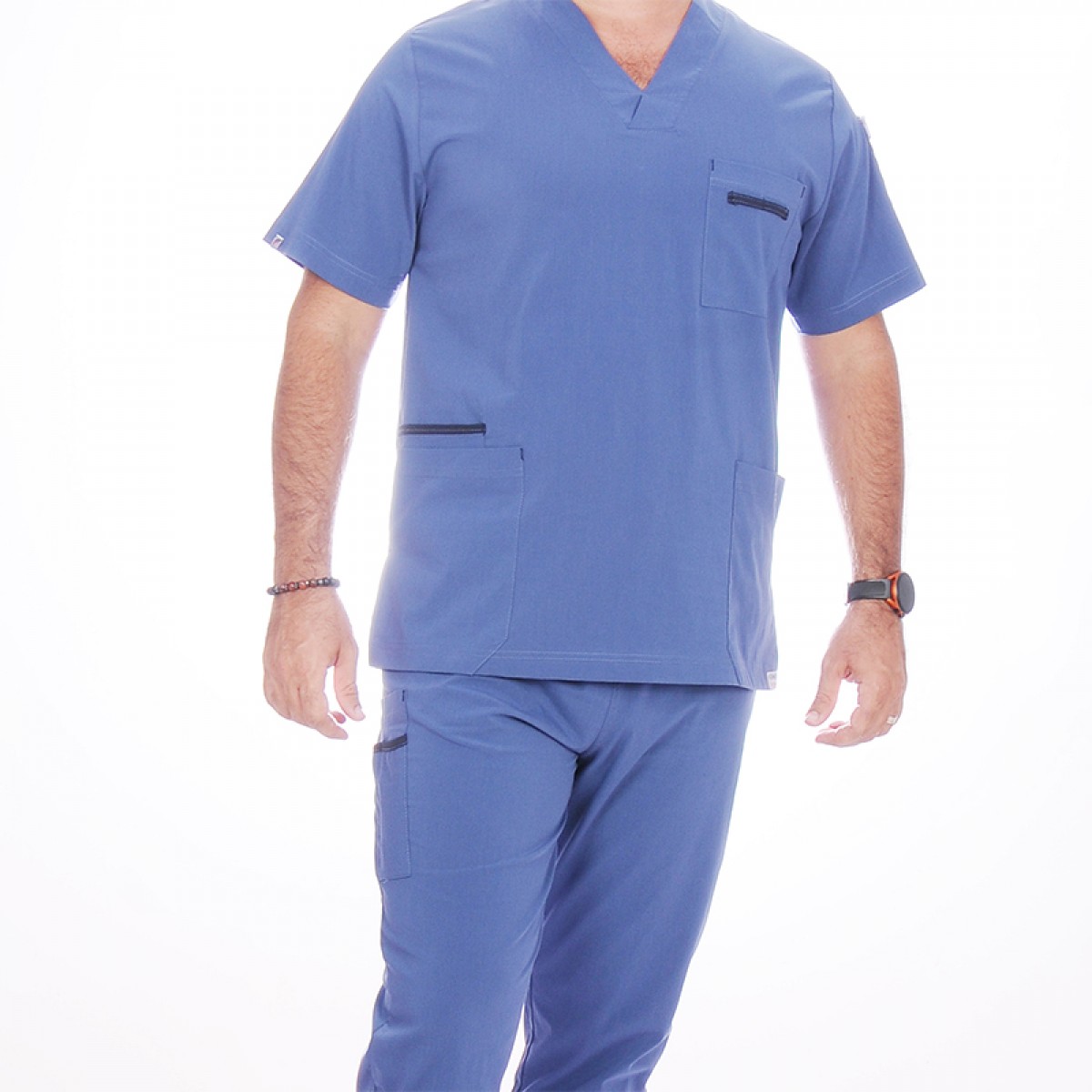 Formteks Bay Medikal Takım Likralı Terry Cotton İndigo-Lacivert Biyeli