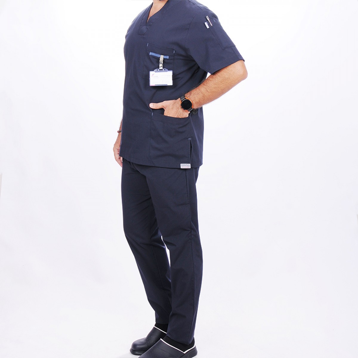 Formteks Bay Medikal Takım Likralı Terry Cotton Lacivert-İndigo Biyeli