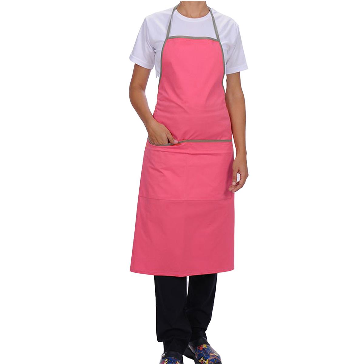 Formteks Boydan Önlük Cepli  Pembe  / Gri Biyeli