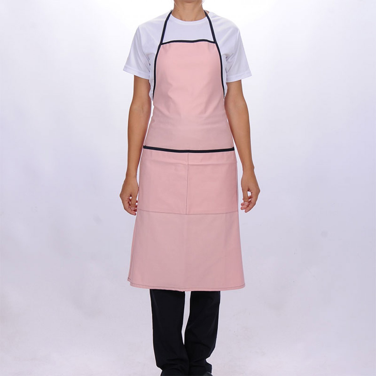 Formteks Boydan Önlük Cepli Somon / Lacivert Biyeli