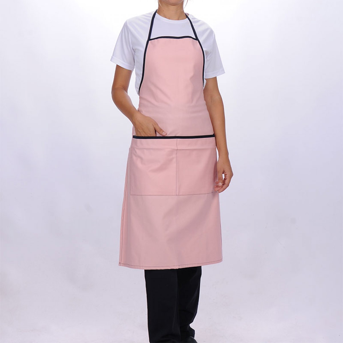 Formteks Boydan Önlük Cepli Somon / Lacivert Biyeli