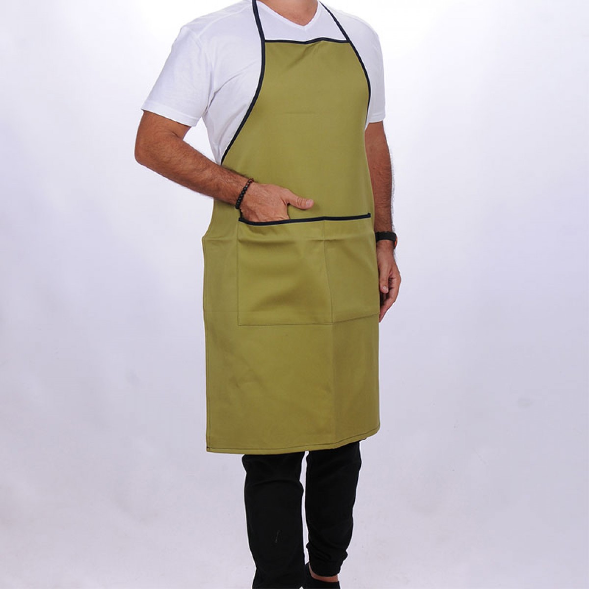 Formteks Boydan Önlük Cepli Yeşil / Lacivert Biyeli