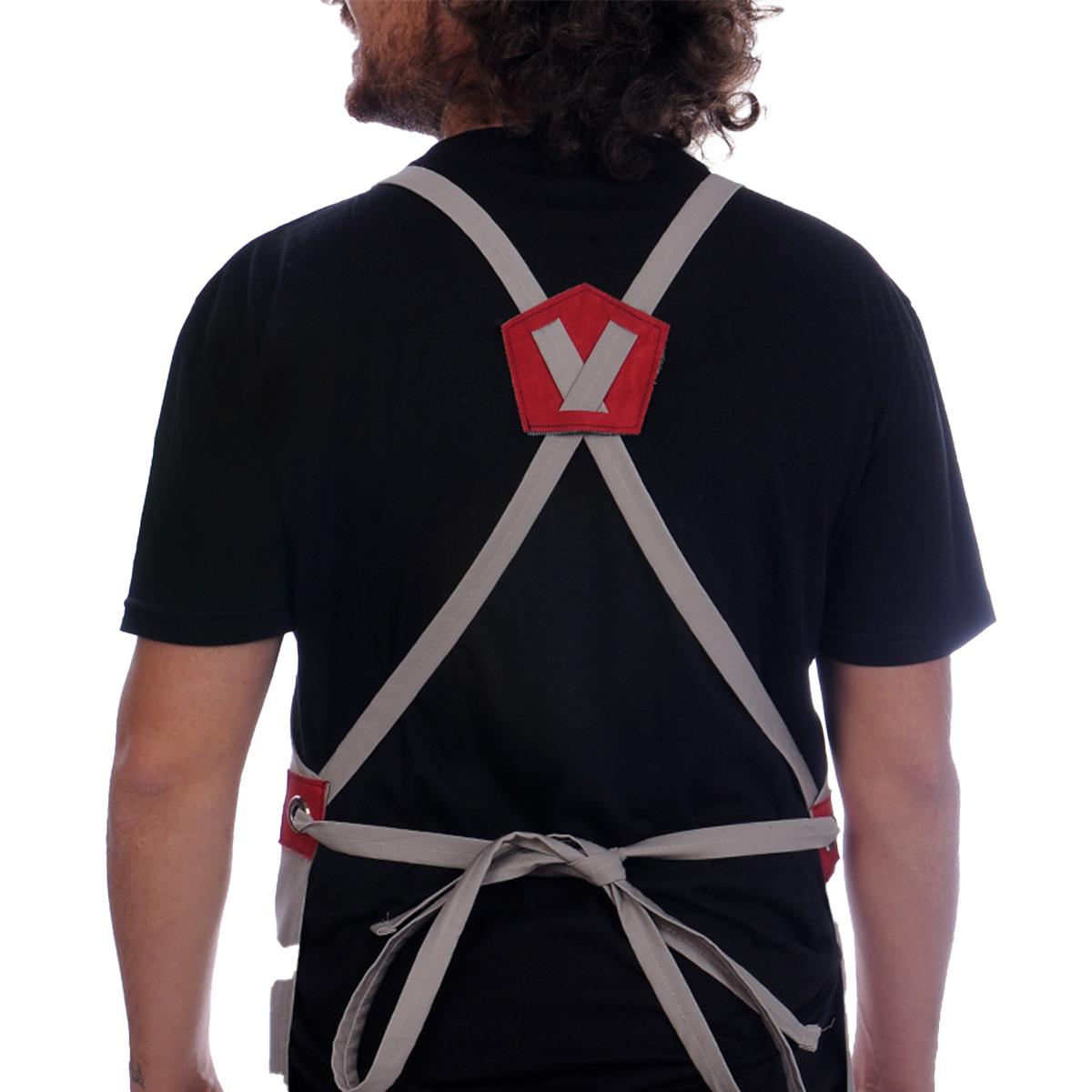 Formteks Deri Takviyeli Boydan Önlük Kırmızı-Kahve Derili