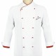 Formteks Aşçı Ceket Kruvaze Yaka Beyaz Kırmızı