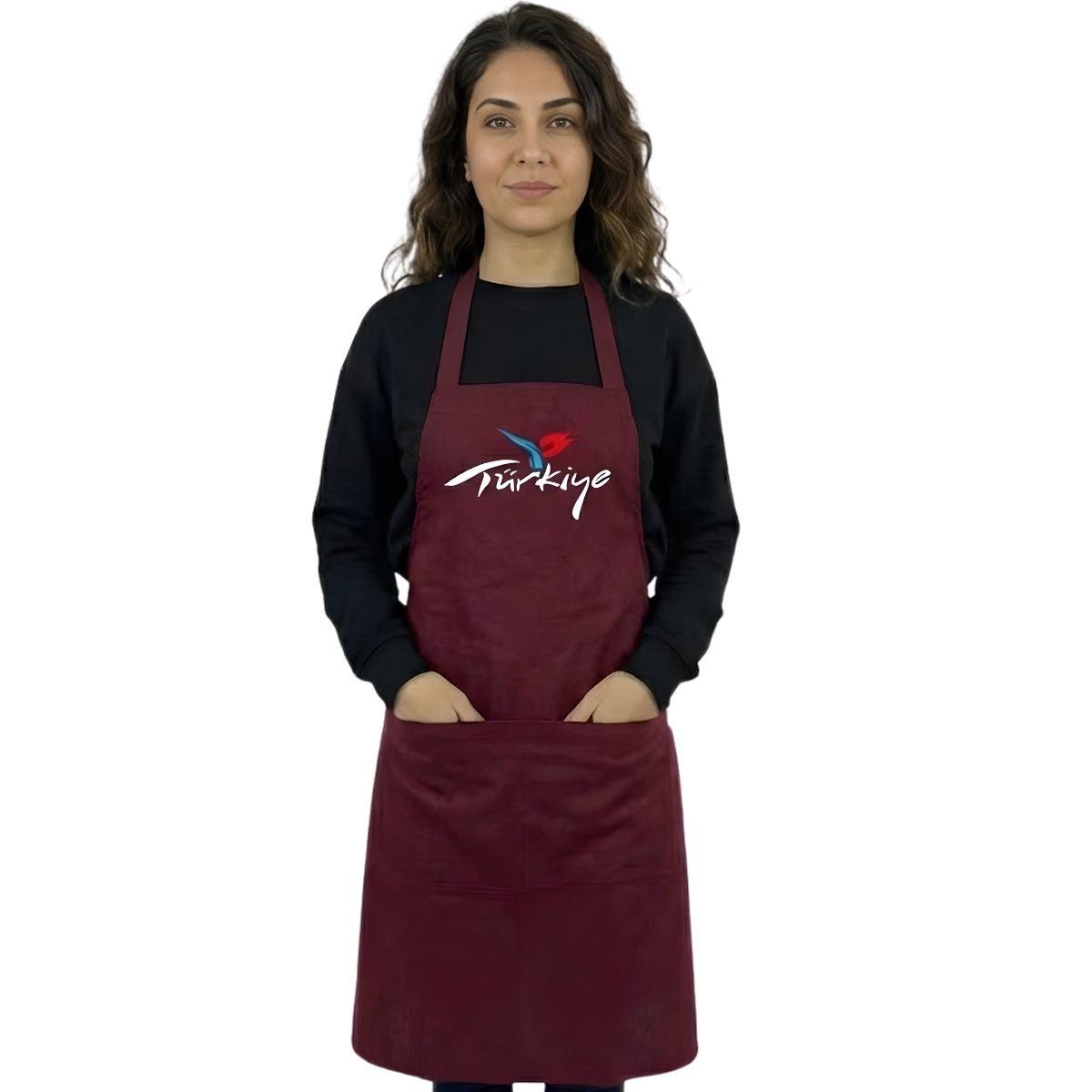 Formteks Baskılı Aşçı Önlük Bordo