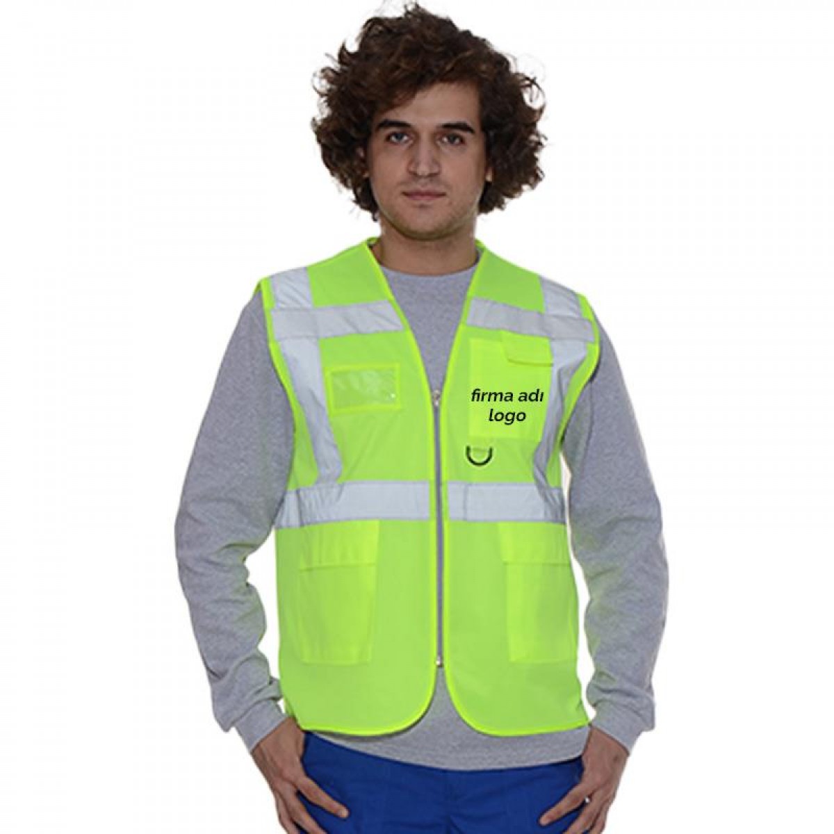 Formteks Baskılı Mühendis Yeleği Yeşil