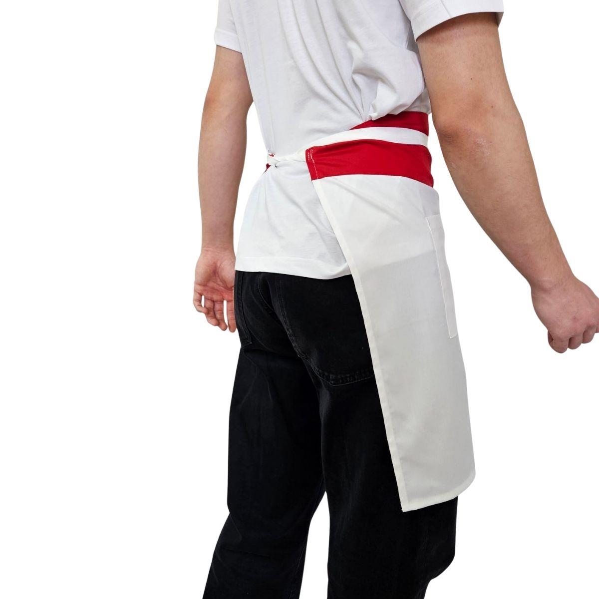 Formteks Beyaz-Kırmızı  Garnili  Belden Önlük