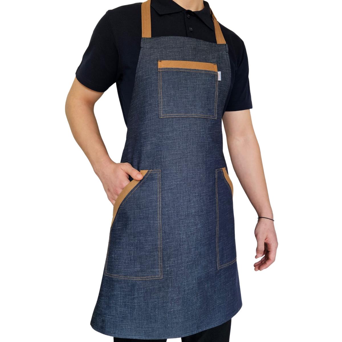 Formteks Boydan Askılı Tokalı Önlük Denim Camel