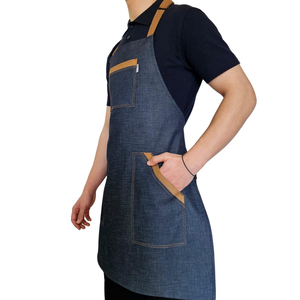 Formteks Boydan Askılı Tokalı Önlük Denim Camel