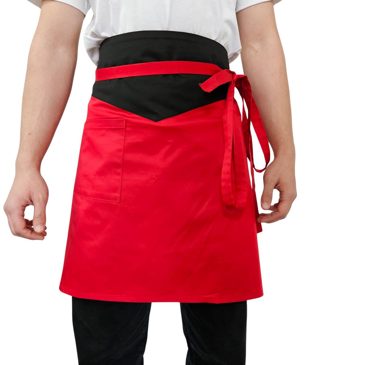 Formteks Siyah-Kırmızı  Garnili  Belden Önlük