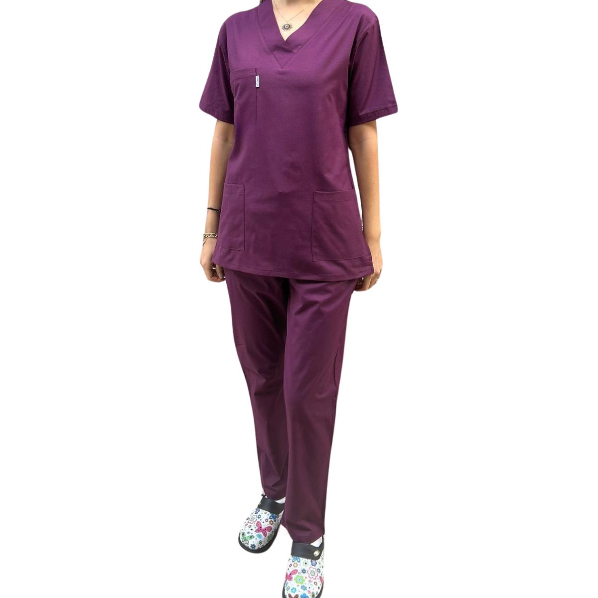 Formteks Kadın Hemşire Takım Likralı Mürdüm