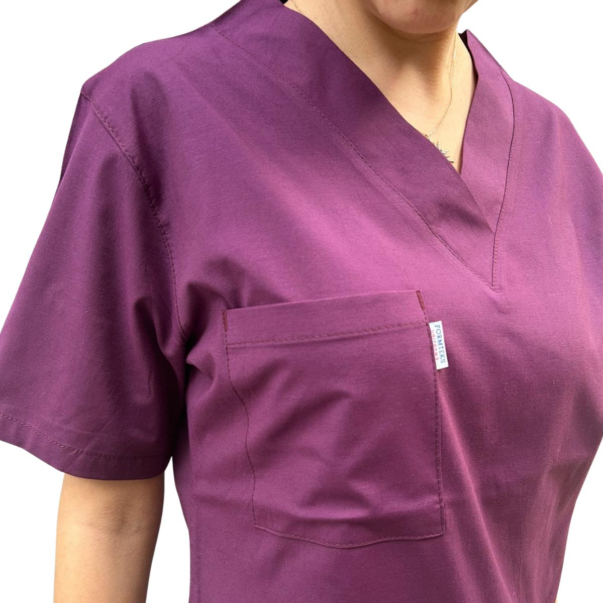 Formteks Kadın Hemşire Takım Likralı Mürdüm