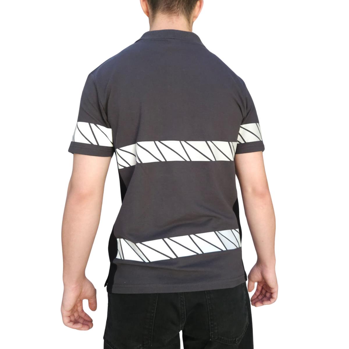 Formteks RefleX Pro – Reflektör Baskılı Polo Yaka İş Tişörtü Füme Siyah