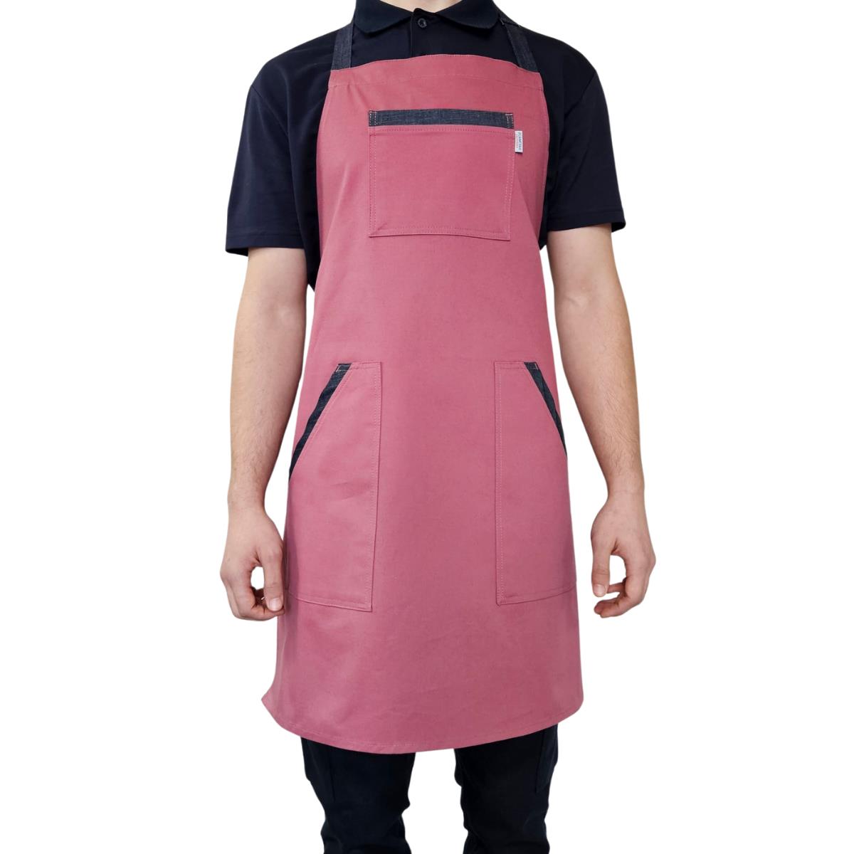 Formteks Tokalı Biye Cepli Boydan Önlük Pembe