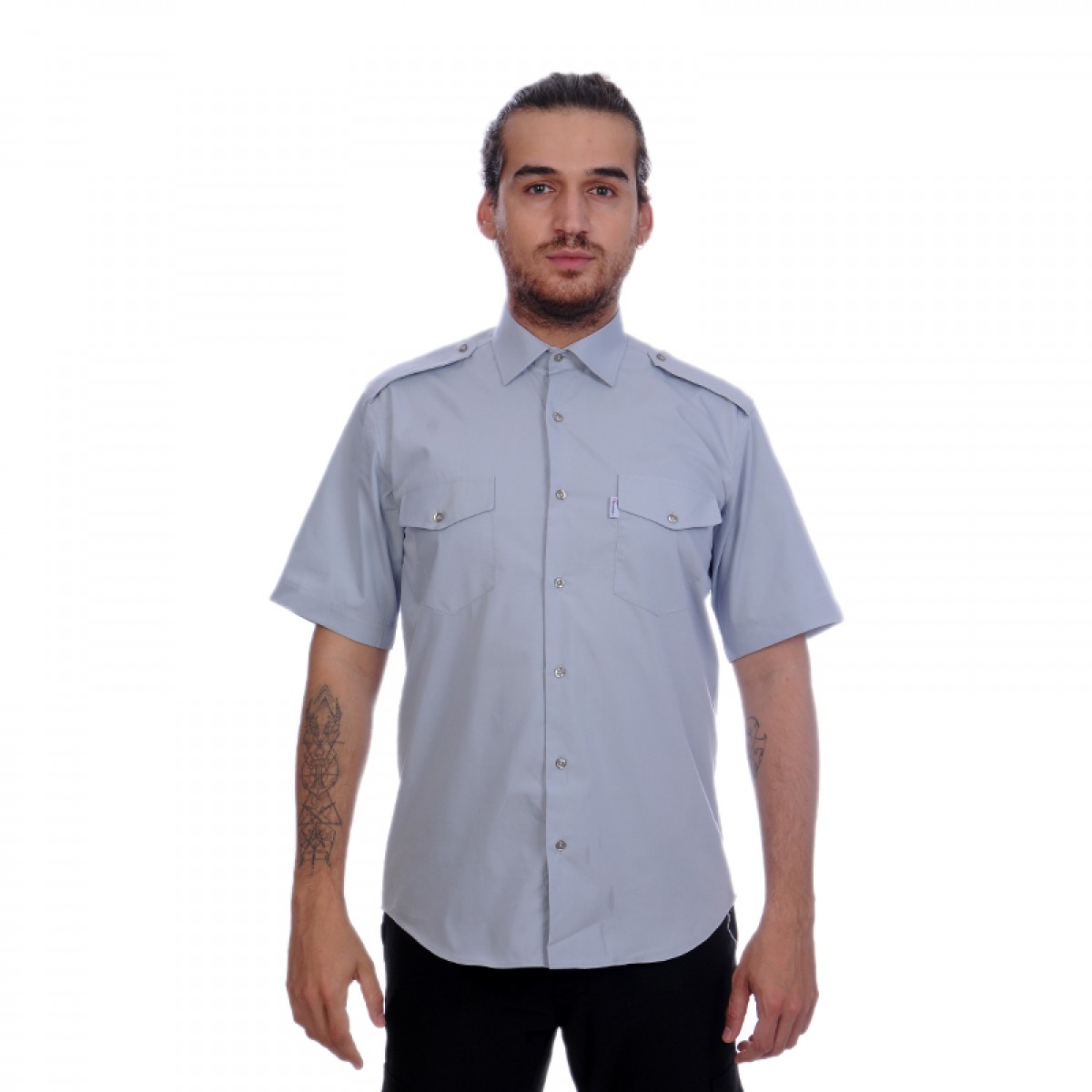 Formteks Güvenlik Gömlek Klasik Yaka Kısa Kol Gri
