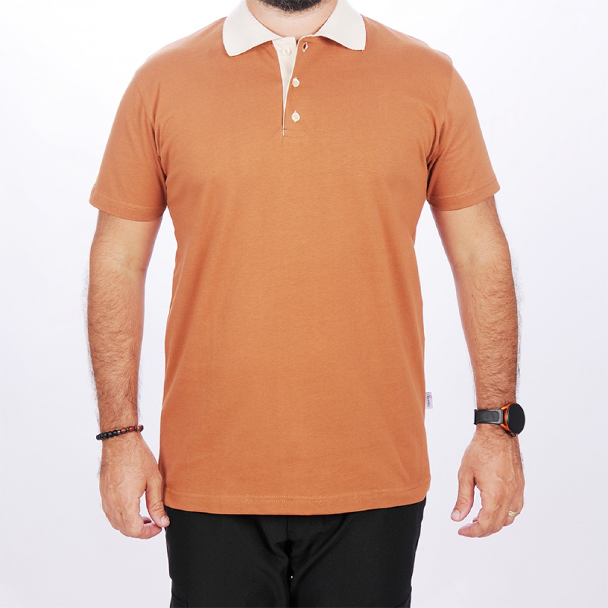 Formteks Polo Yaka Tshirt Kahve-Bej Yakalı