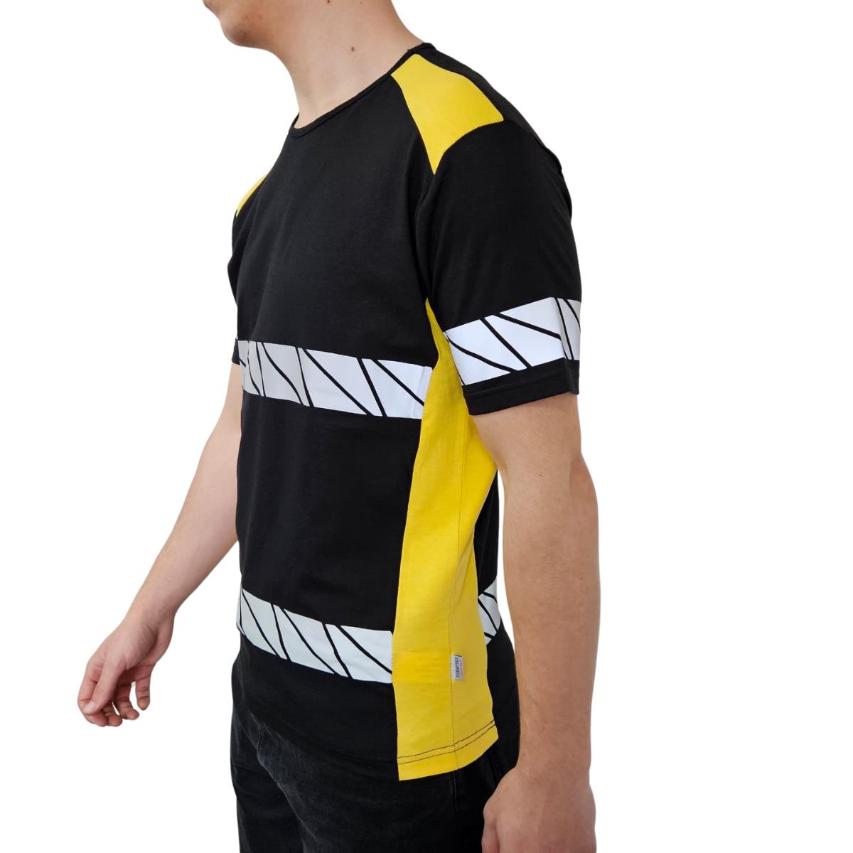 Formteks RefleX Pro – Reflektör Baskılı O Yaka İş Tişörtü Siyah Sarı