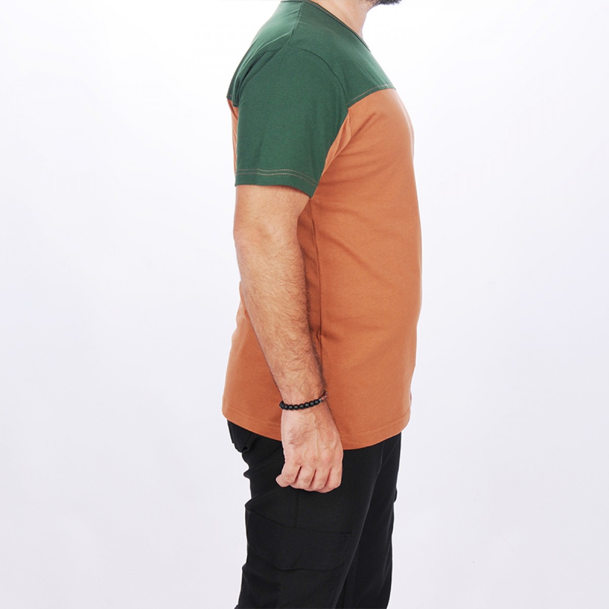 Formteks 0 Yaka Robalı Tişört Kahve Yeşil