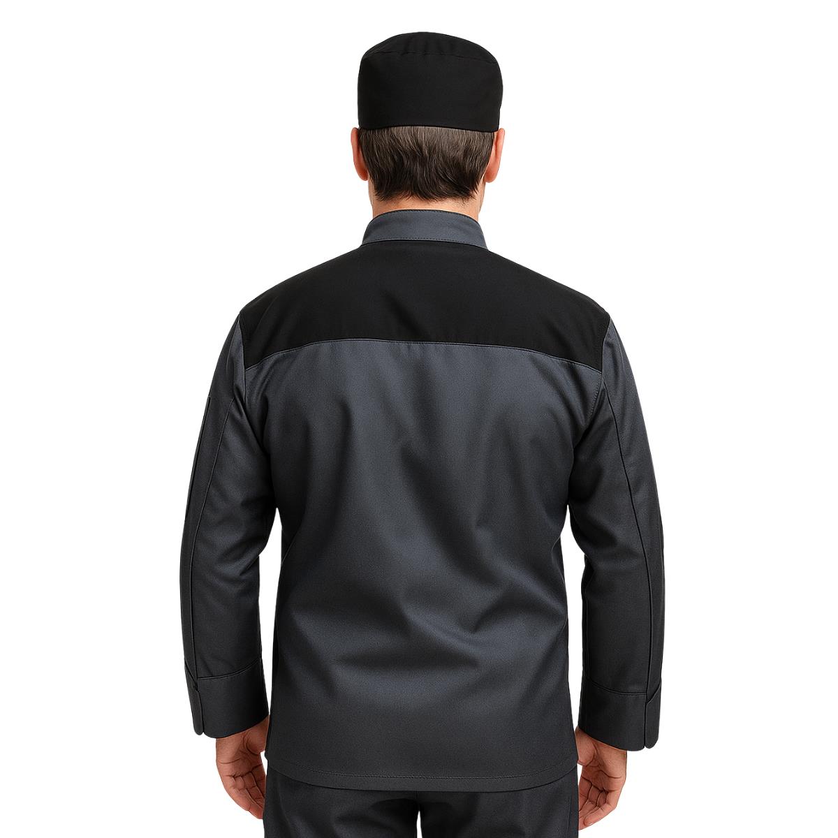 Yağ ve Kir İtici Unisex Aşçı Ceketi Garnili  Füme