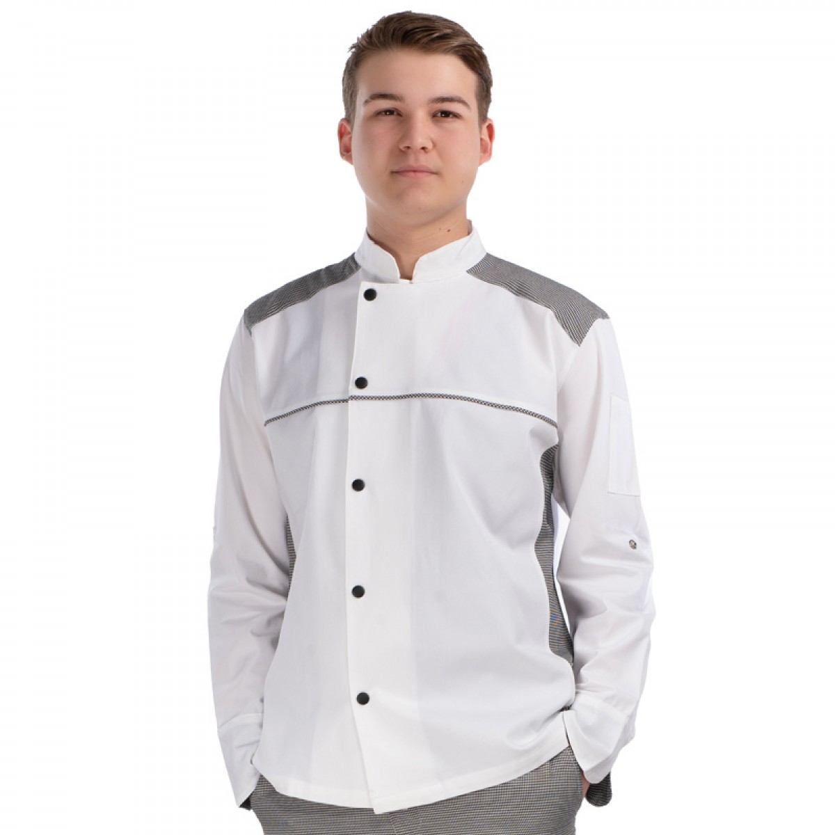 Formteks Likralı Uzun Kollu  Kol Katlamalı Aşçı Ceket Beyaz