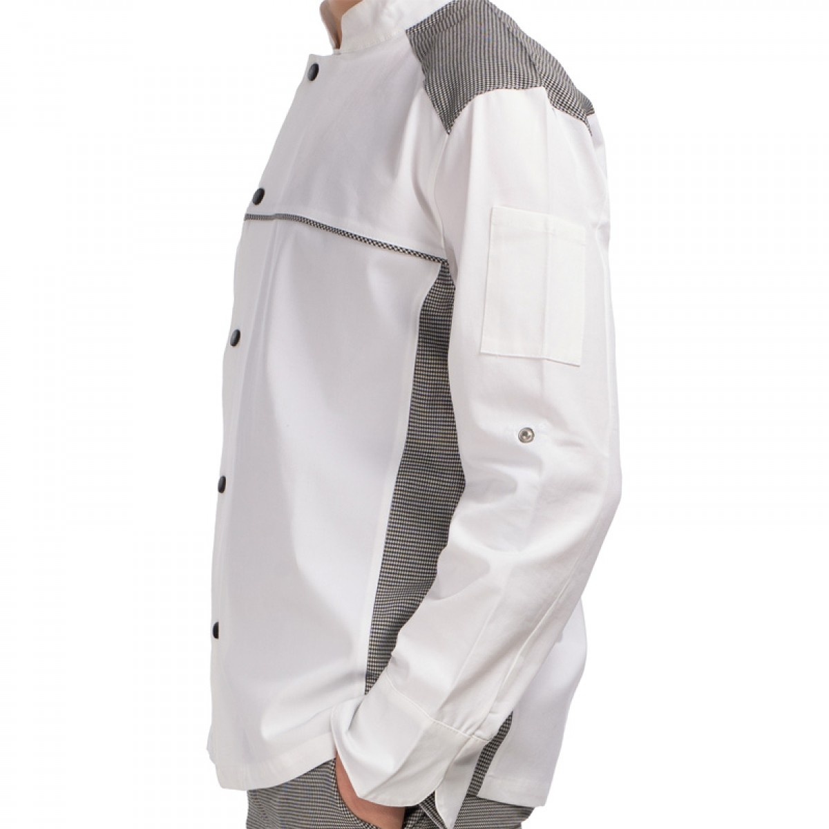 Formteks Likralı Uzun Kollu  Kol Katlamalı Aşçı Ceket Beyaz