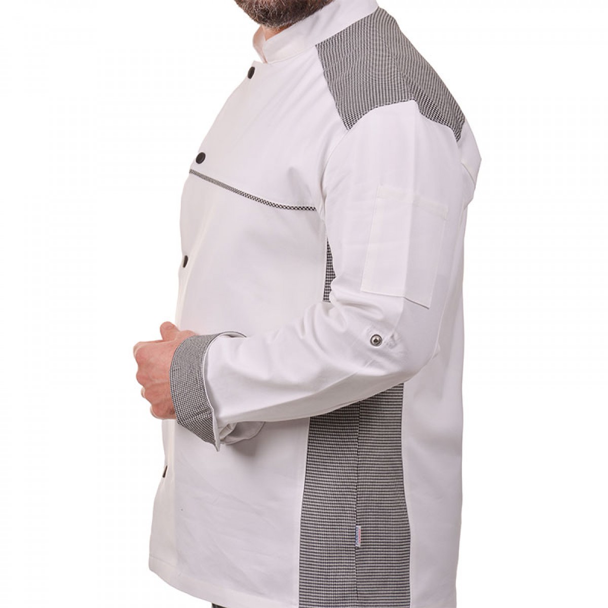 Formteks Likralı Uzun Kollu  Kol Katlamalı Aşçı Ceket Beyaz