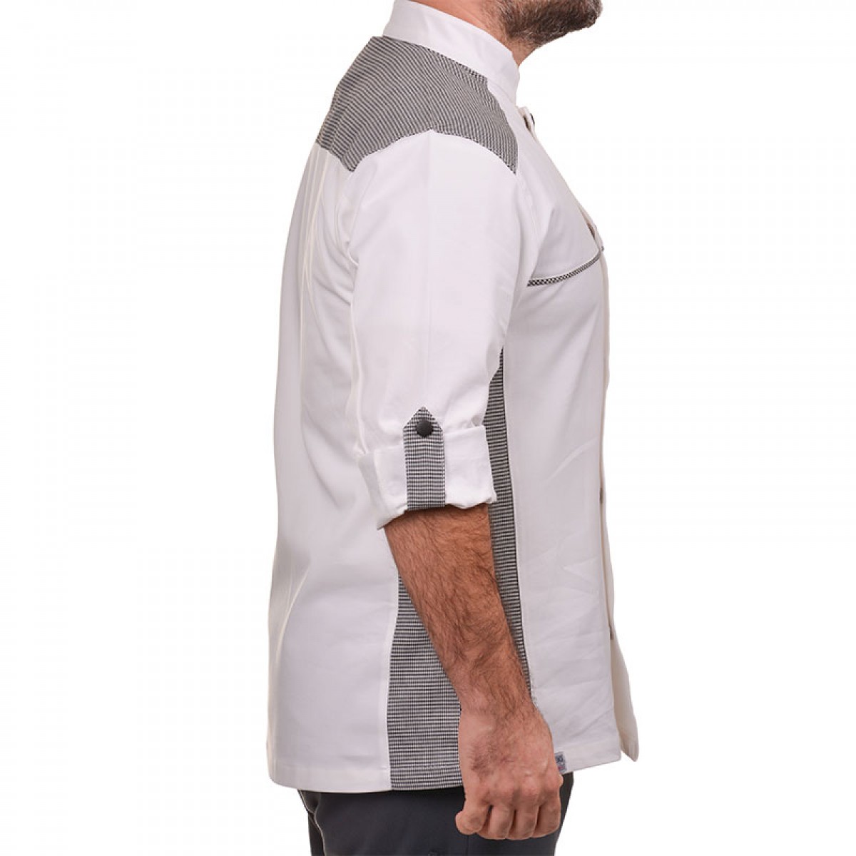 Formteks Likralı Uzun Kollu  Kol Katlamalı Aşçı Ceket Beyaz