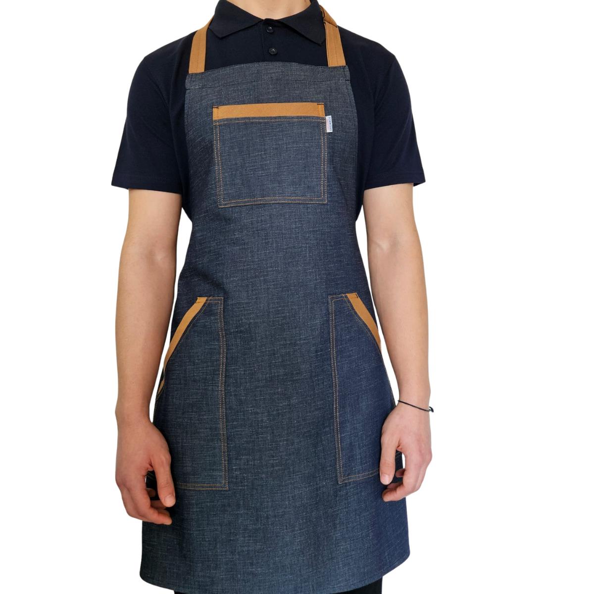 Formteks Boydan Askılı Tokalı Önlük Denim Camel